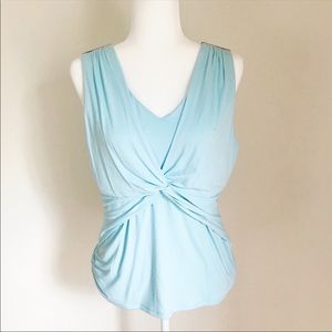 White House Black Market Blue Faux Tie Tank Top